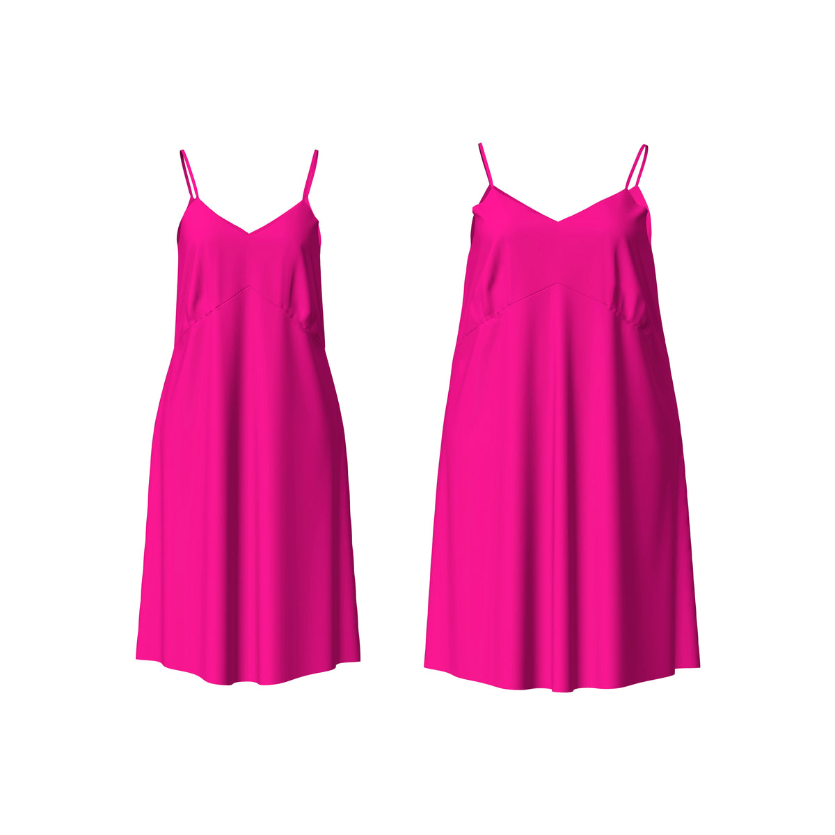 SLIP DRESS GATHERED BUST NEON PINK Pinecone Row